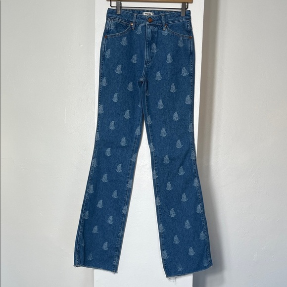 Wrangler Blue Patterned Flare Jeans - Picture 3 of 17